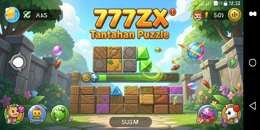 Tampilan utama gameplay 777ZX yang penuh warna dan menantang.