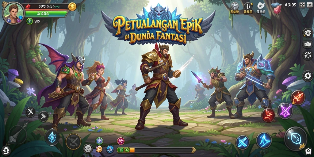 Tangkapan layar menunjukkan aksi seru dan interaksi karakter di ADI99.
