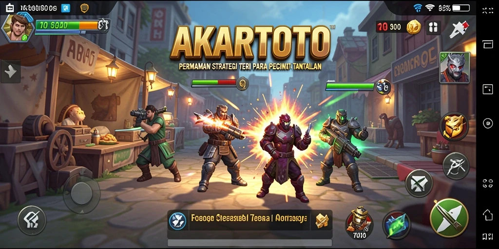 Tangkapan layar utama AKARTOTO menampilkan momen intens dalam gameplay strategi.