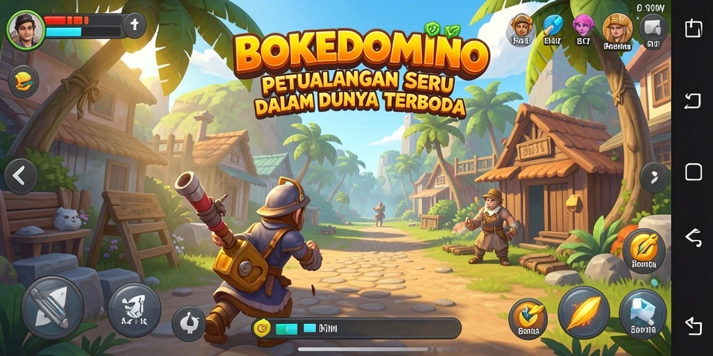 Tampilan permainan BOKEDOMINO yang menakjubkan dalam dunia terbuka.