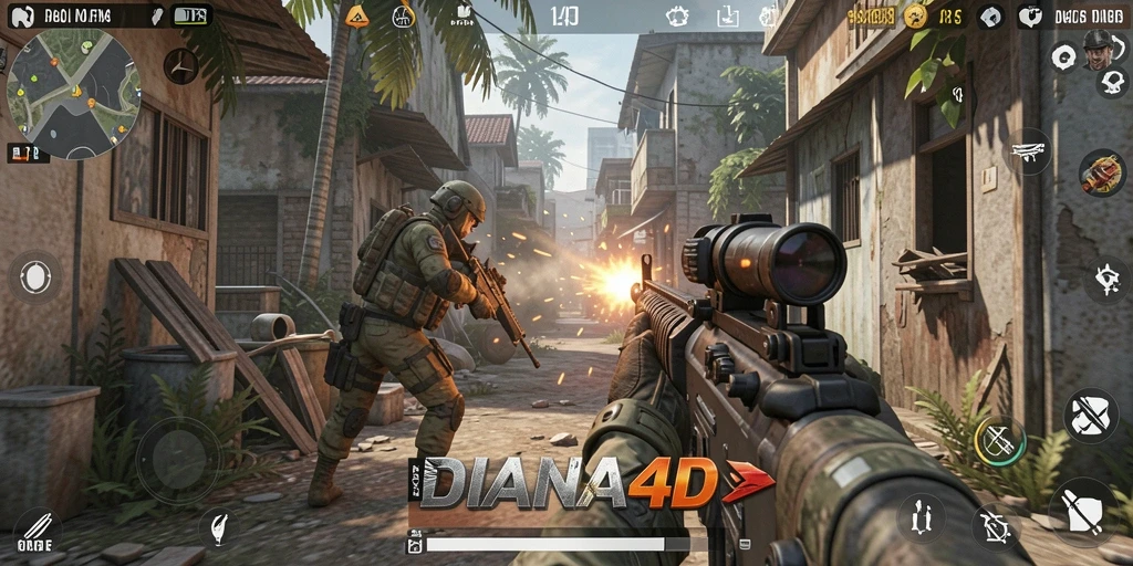 Tangkapan layar gameplay menampilkan pertempuran seru dalam DIANA4D.