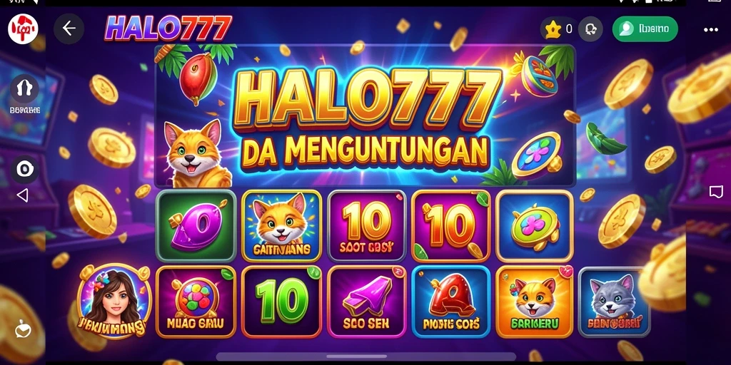 Screenshot gameplay HALO777 menunjukkan keseruan permainan slot yang penuh warna.
