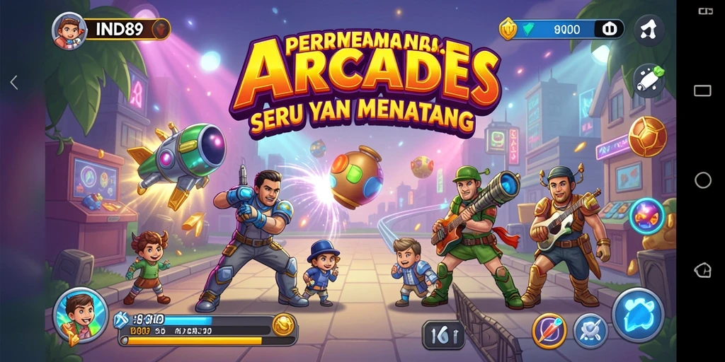 Screenshot utama IND89 menampilkan aksi gameplay Arcade yang mendebarkan.