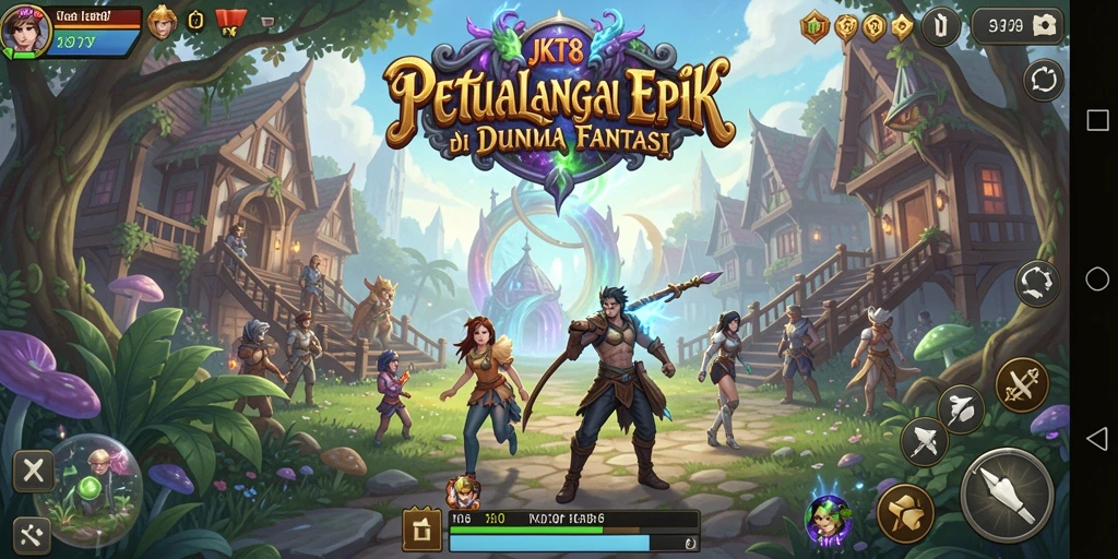 Gameplay JKT8 yang menampilkan aksi seru dalam dunia fantasi.