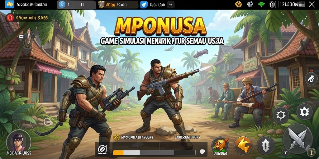Screenshot utama MPONUSA menunjukkan gameplay simulasi yang menarik dan mendetail.