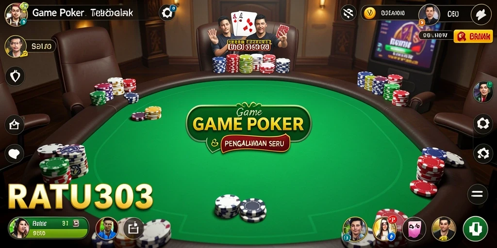 Screenshot gameplay Poker di RATU303 yang seru dan mendebarkan.